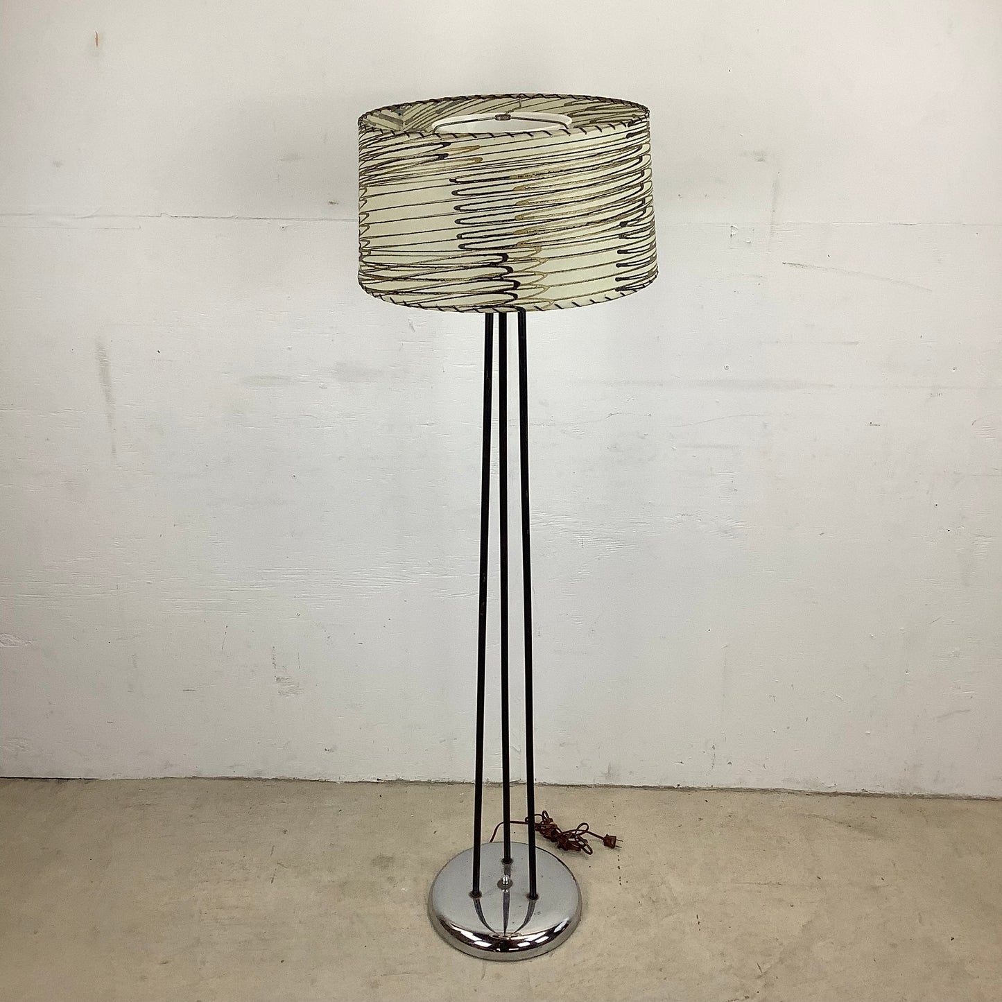 Mid-Century Chrome Floor Lamp With Zebra Style Shade