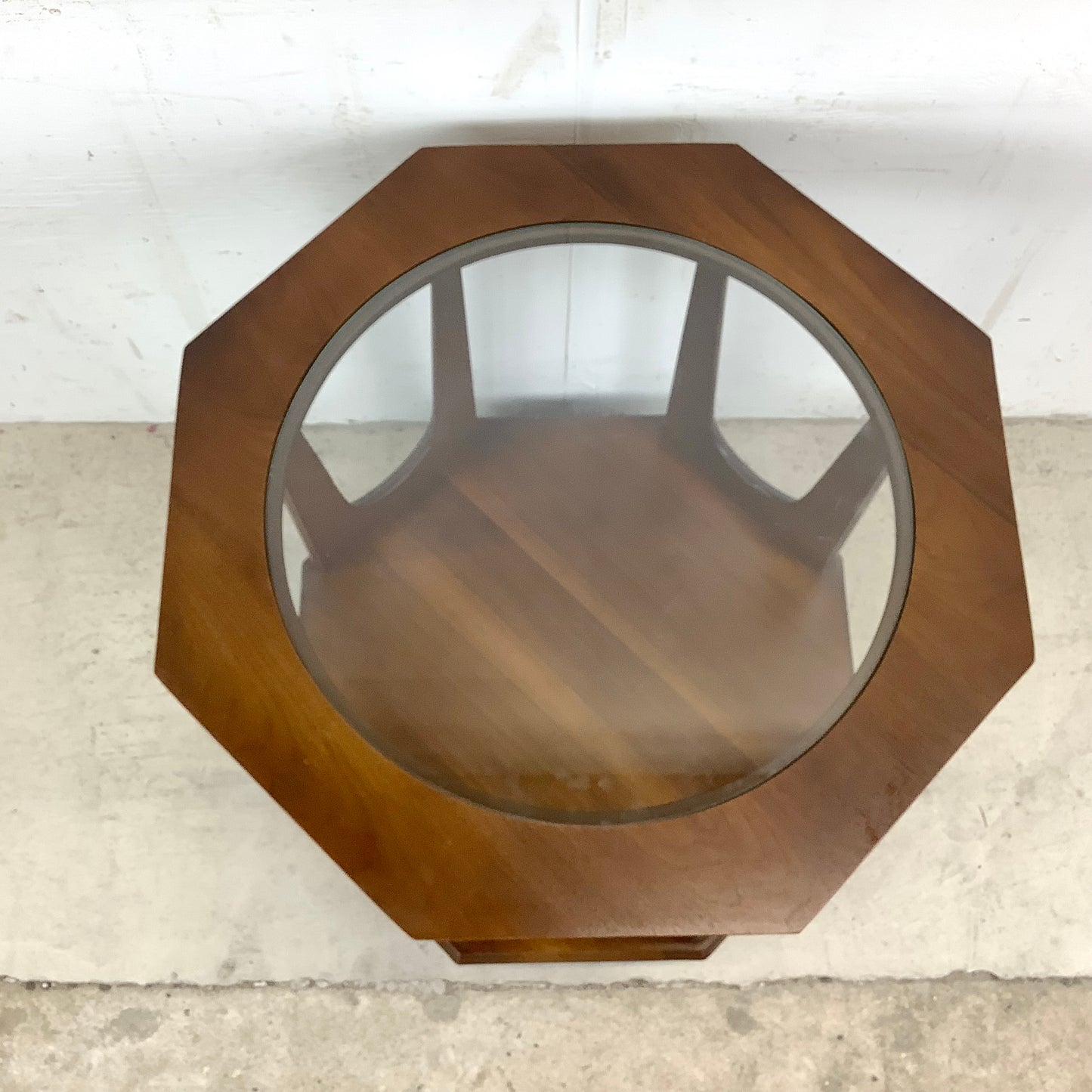 Mid-Century Walnut Side Table With Glass Top