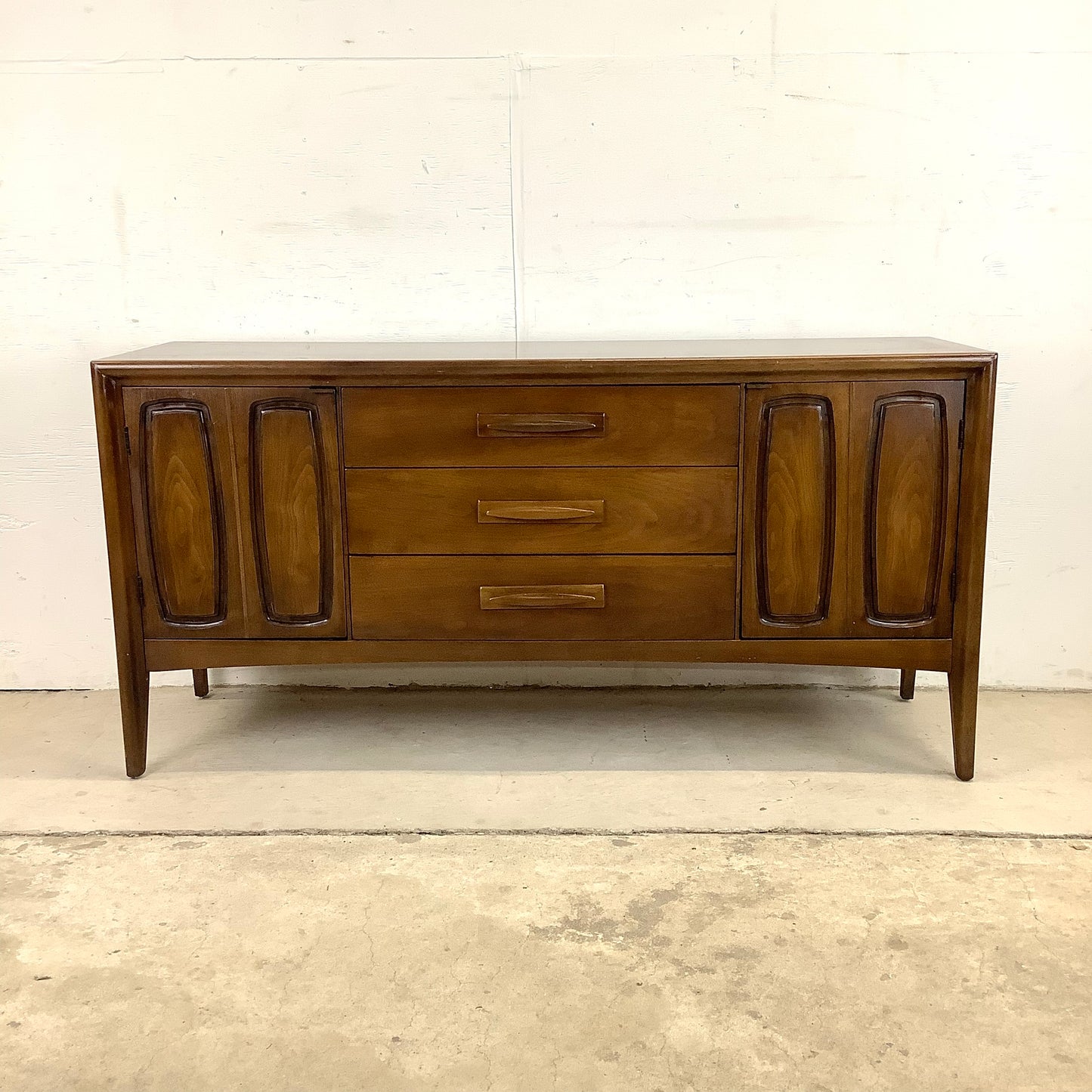 Mid-Century Walnut Sideboard With China Cabinet by Broyhill