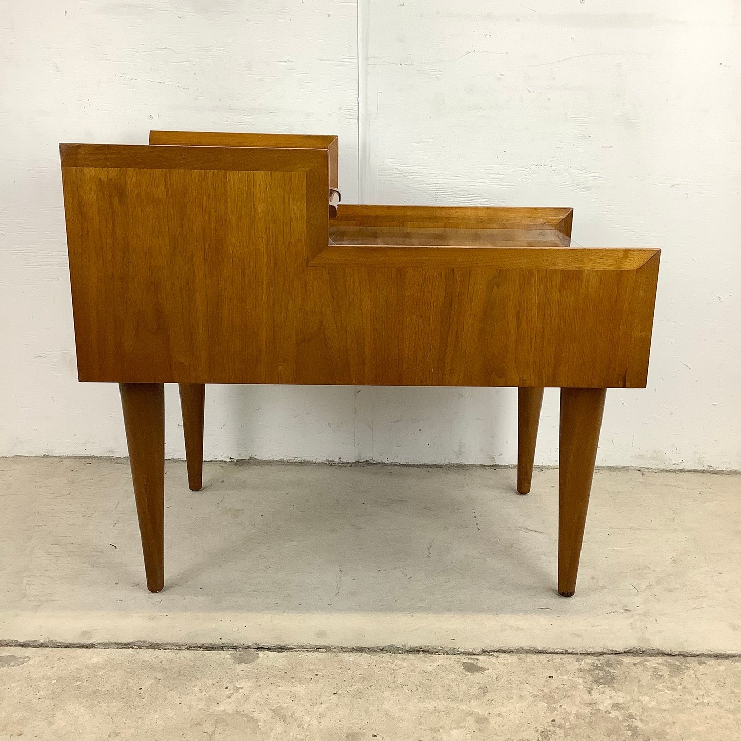 MCM Two Tier Sculptural Walnut End Table