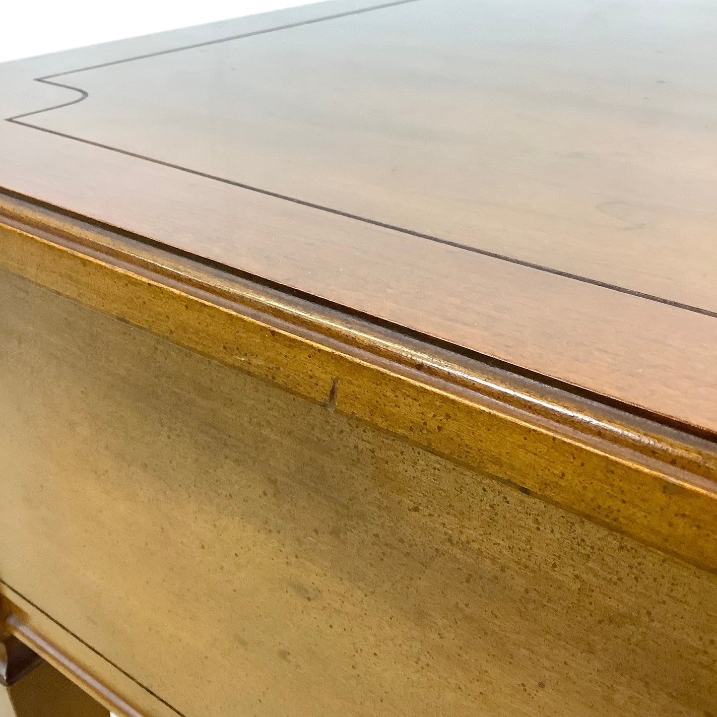 Pair Vintage End Tables With Decorative Drawer Fronts