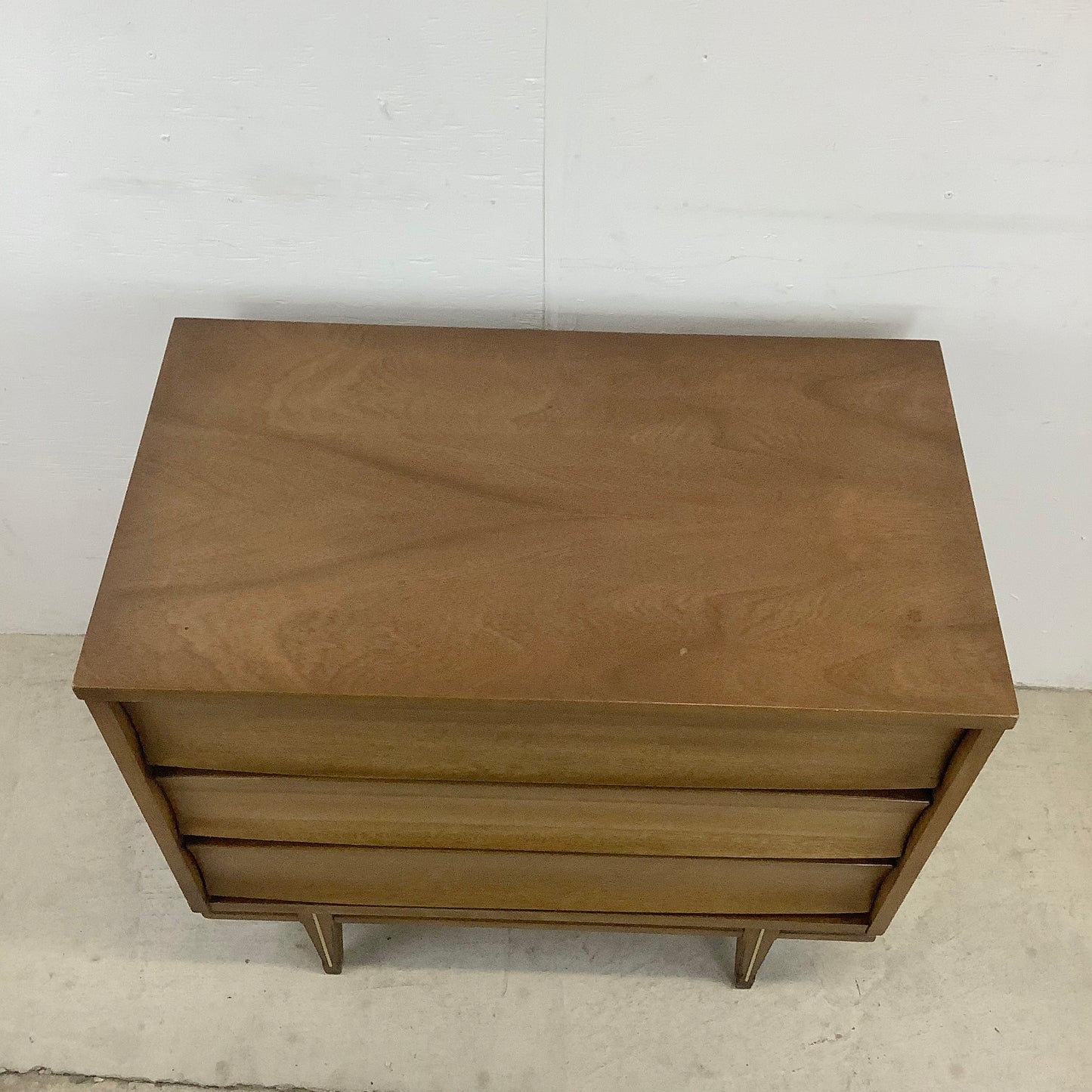 Mid-Century Walnut Finish Three Drawer Dresser