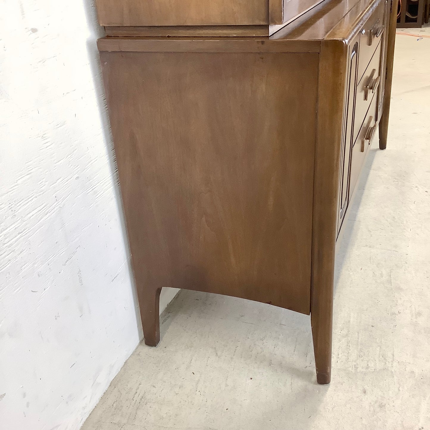 Mid-Century Walnut Sideboard With China Cabinet by Broyhill