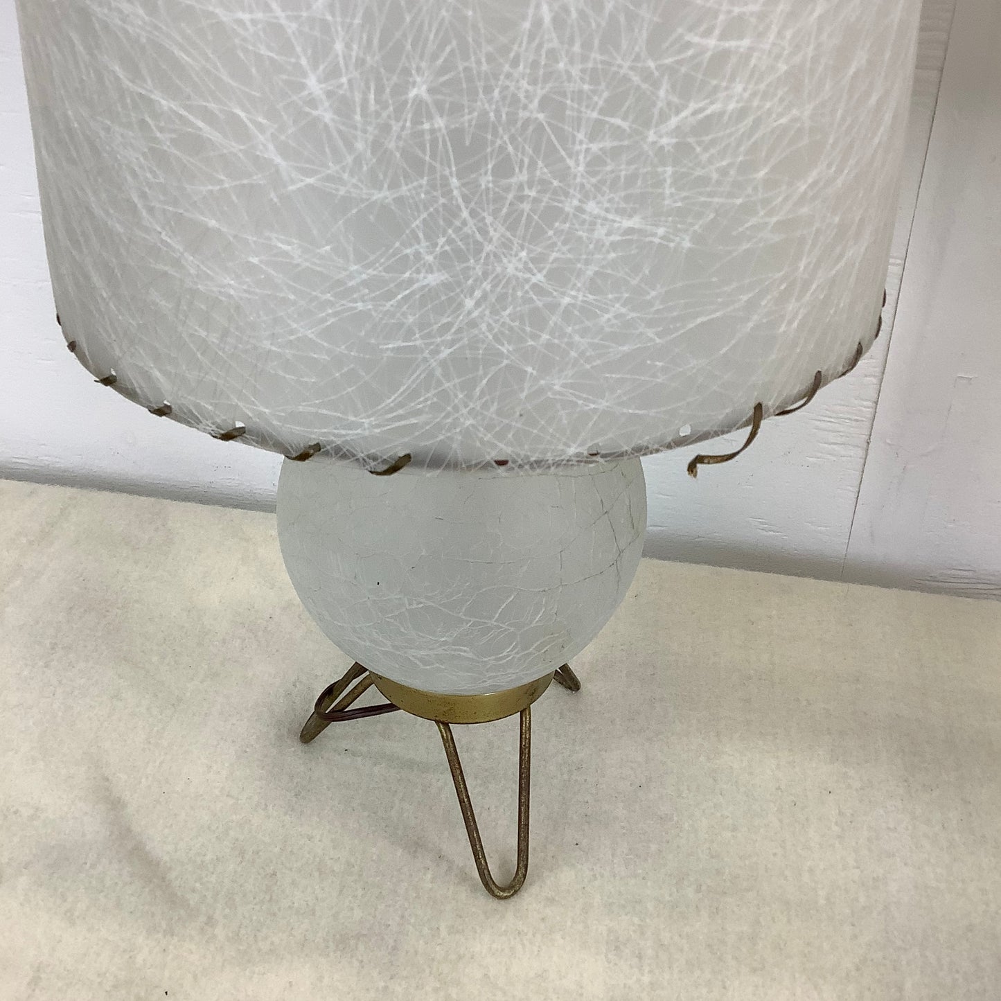 Pair Mid-Century Glass and Brass Table Lamps