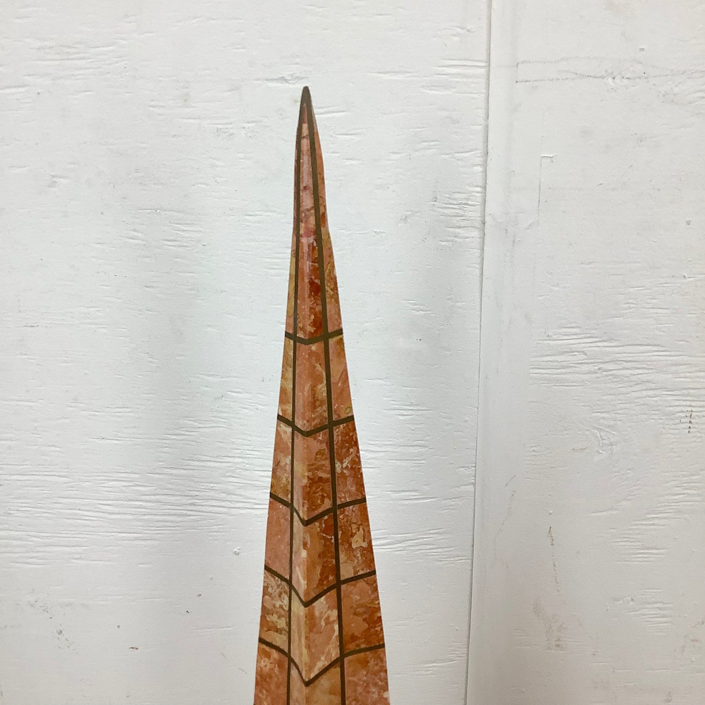 Casa Bique Blush Marble and Brass Obelisks Attr. Robert Marcius- Pair