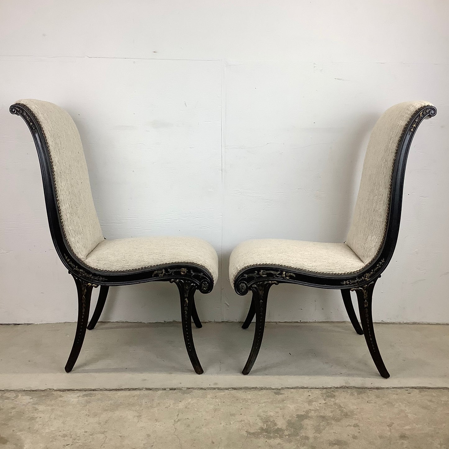 Pair Vintage Modern Slipper Chairs