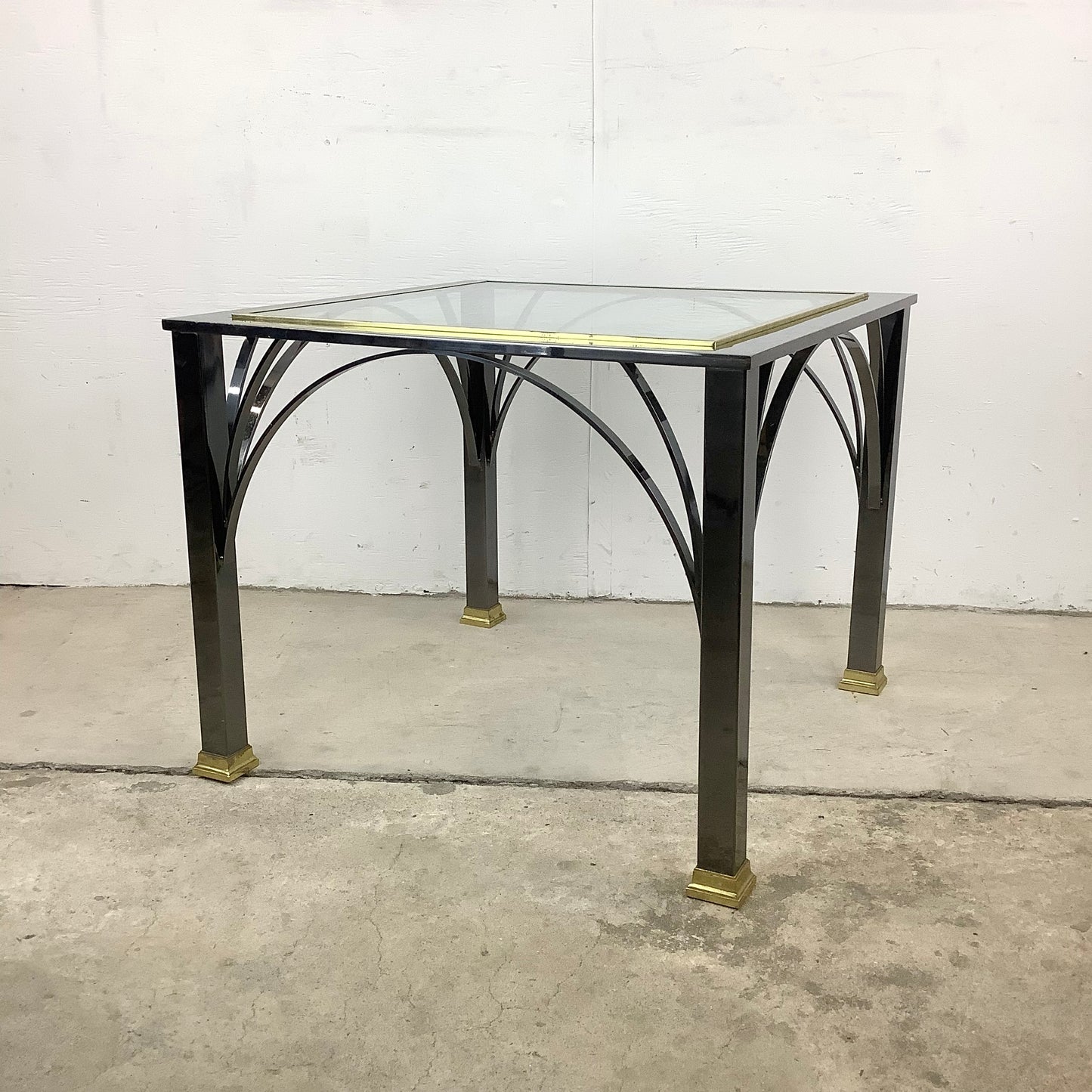 Modern Dark Chrome and Glass Top End Table from Design Institute of America