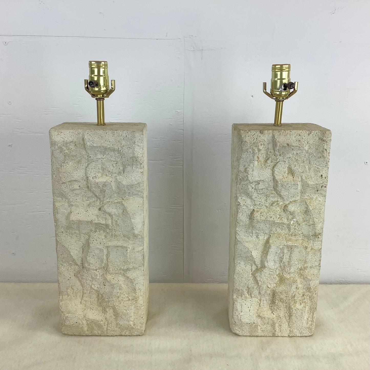 Pair Vintage Modern Concrete Table Lamps