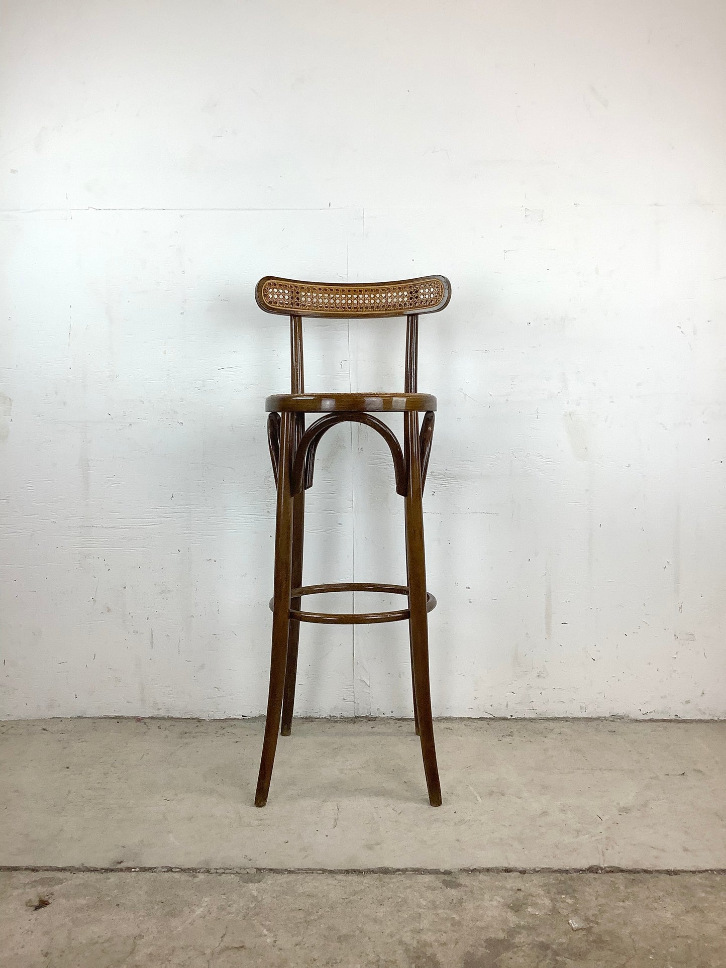 Vintage Cane Seat Thonet Style Barstool
