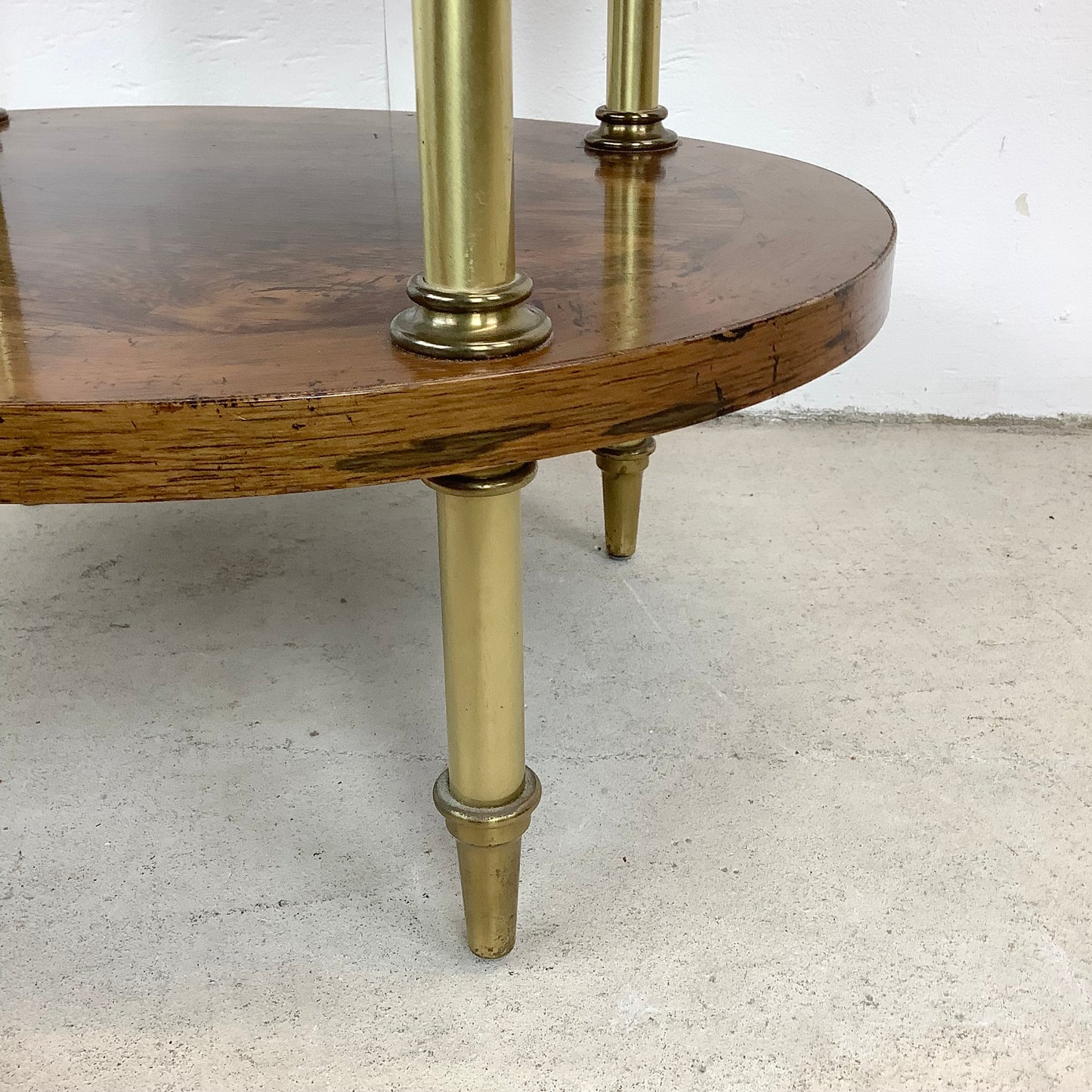 Vintage Burl and Brass Side Table or Drink Stand