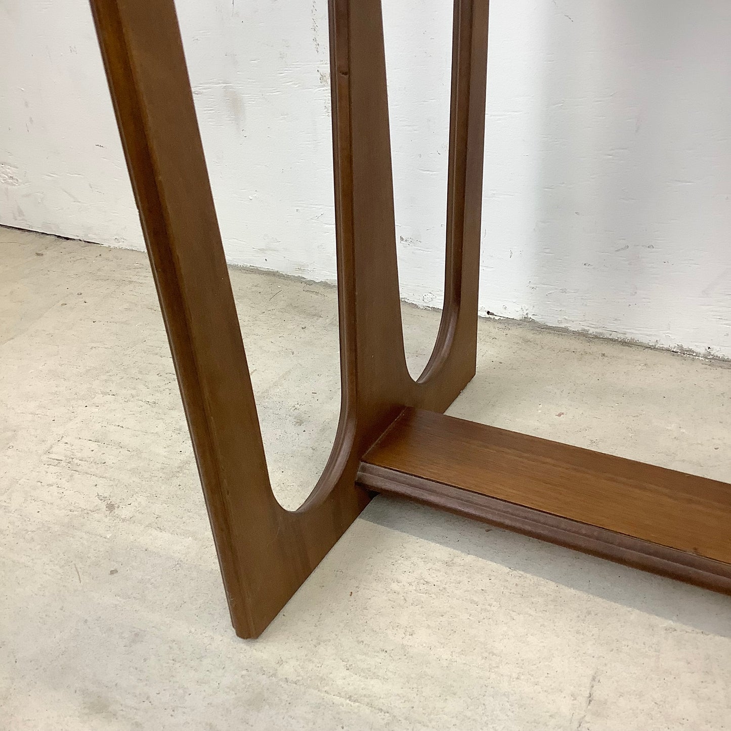 Vintage Modern Walnut Side Table With Glass Top