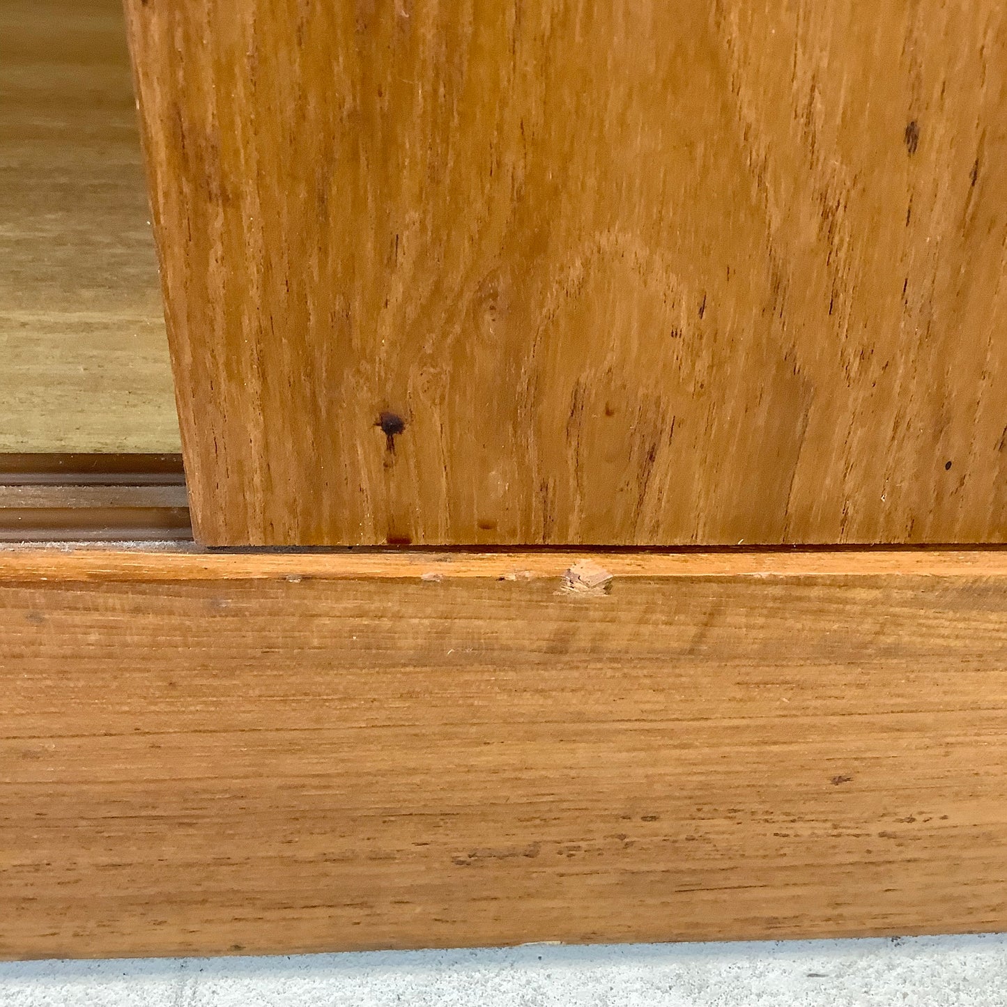 Vintage Modern Teak Bookcase With Cabinet and Sliding Glass Doors