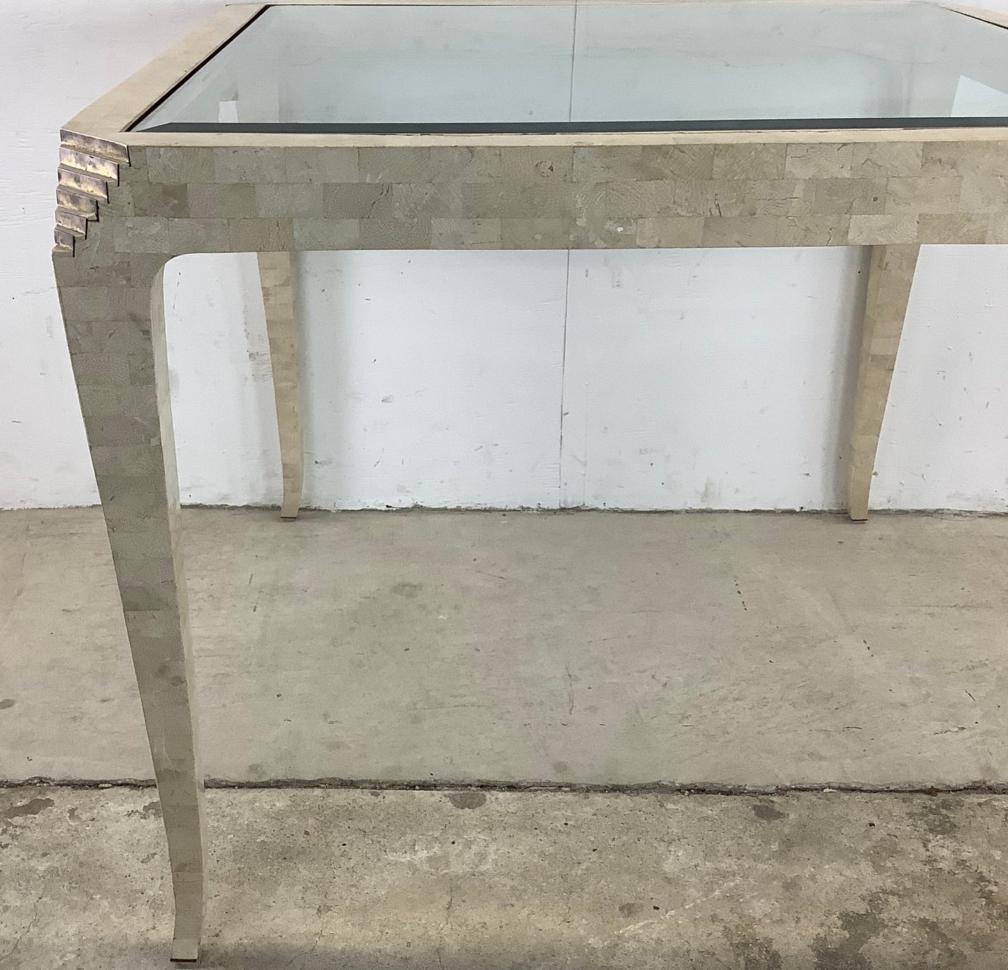 Maitland Smith Style Tessellated Glass Top Game Table