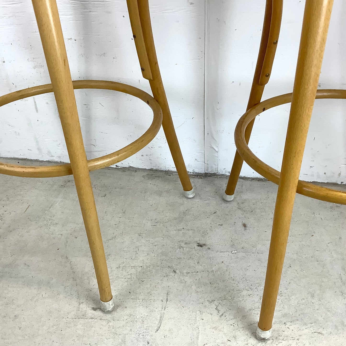 Pair Vintage Modern Cane Seat Barstools