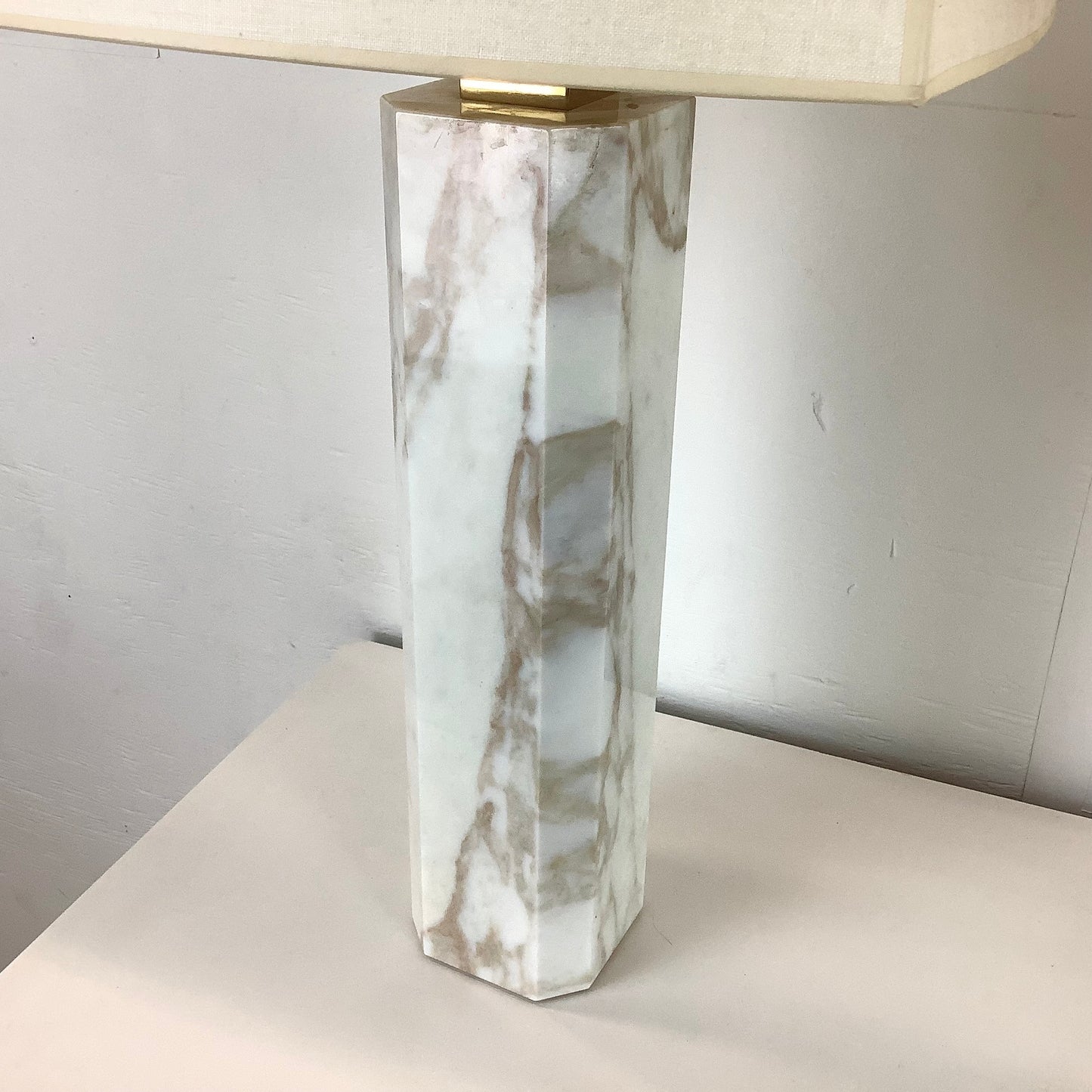 Pair Mid-Century Marble Table Lamps