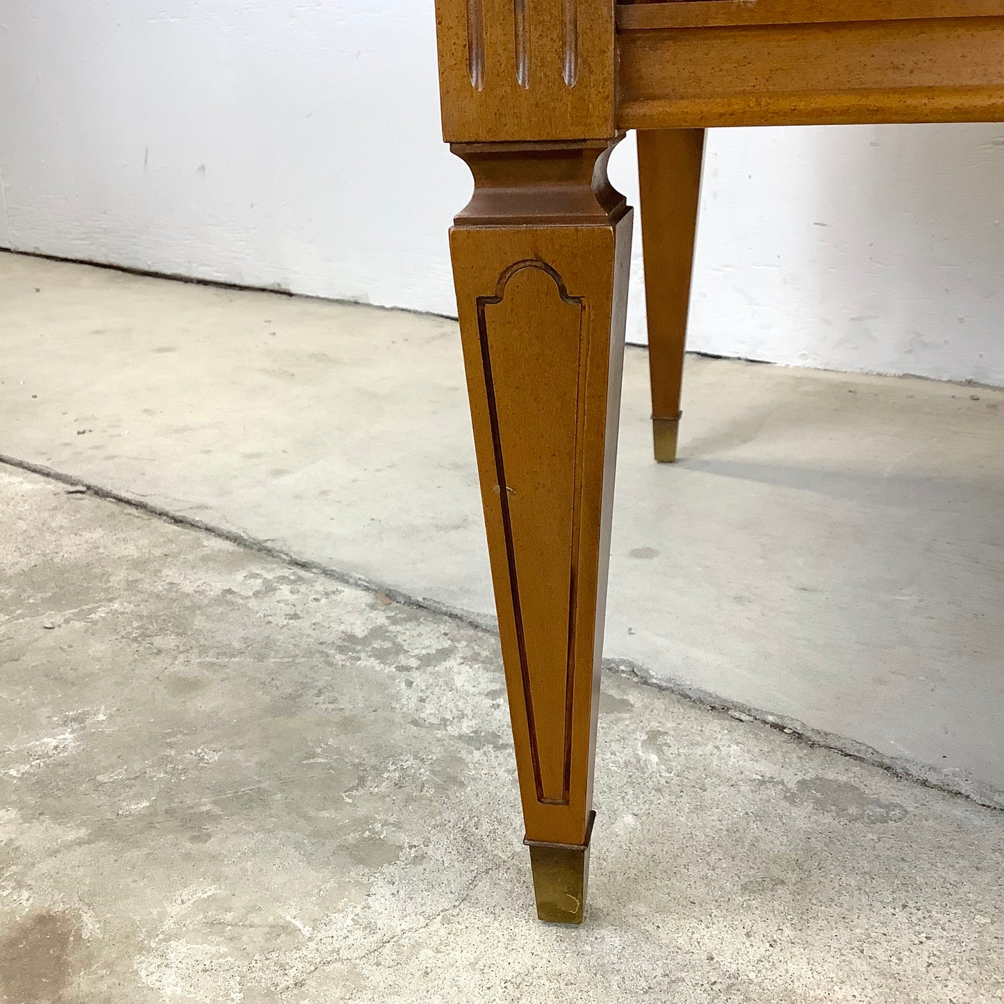 Pair Vintage End Tables With Decorative Drawer Fronts