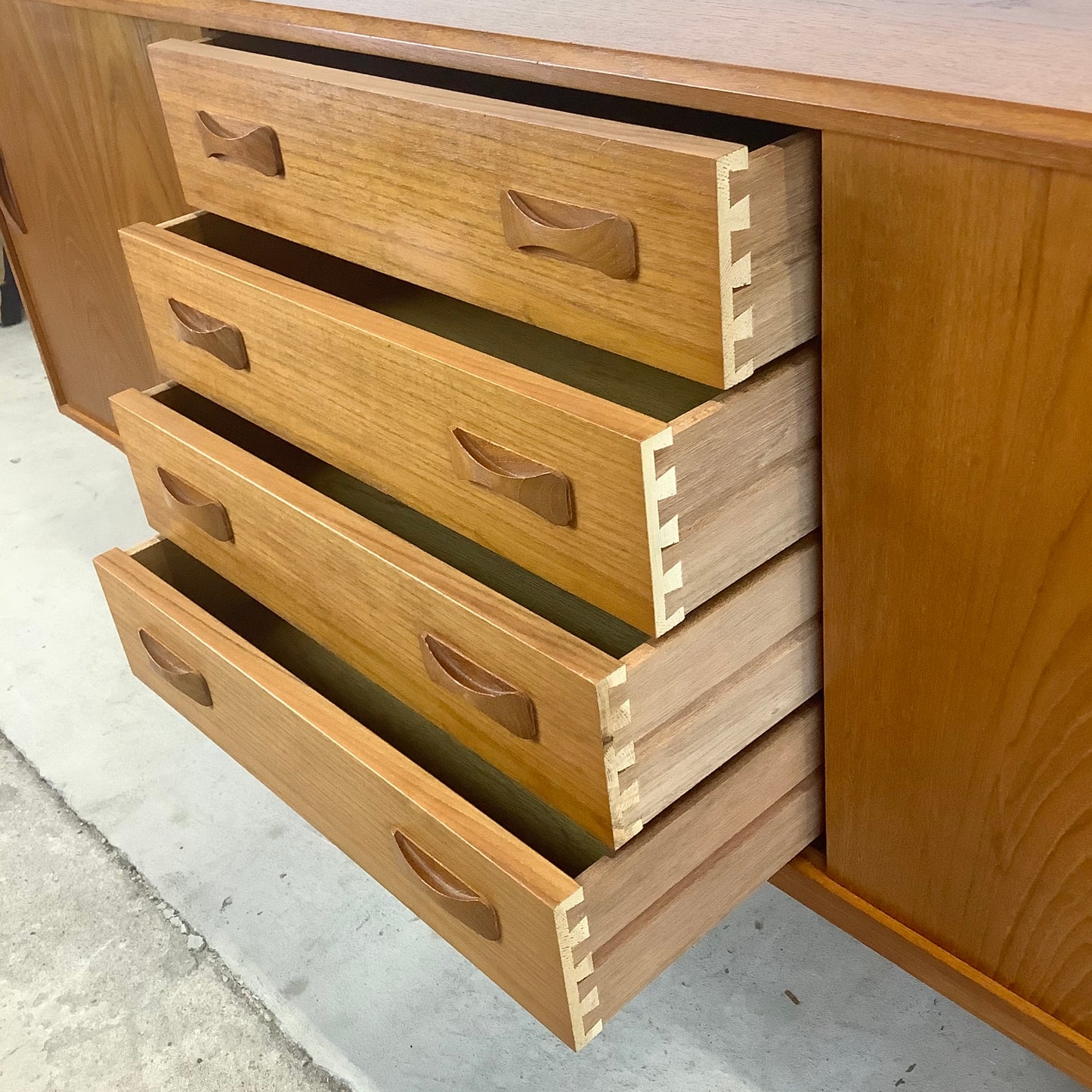 Scandinavian Modern Teak Sideboard With Display Topper