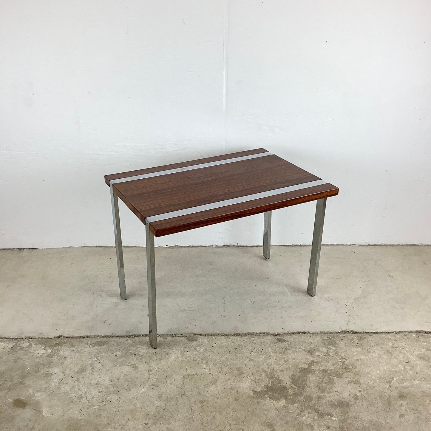 Mid-Century Rosewood & Chrome End Table