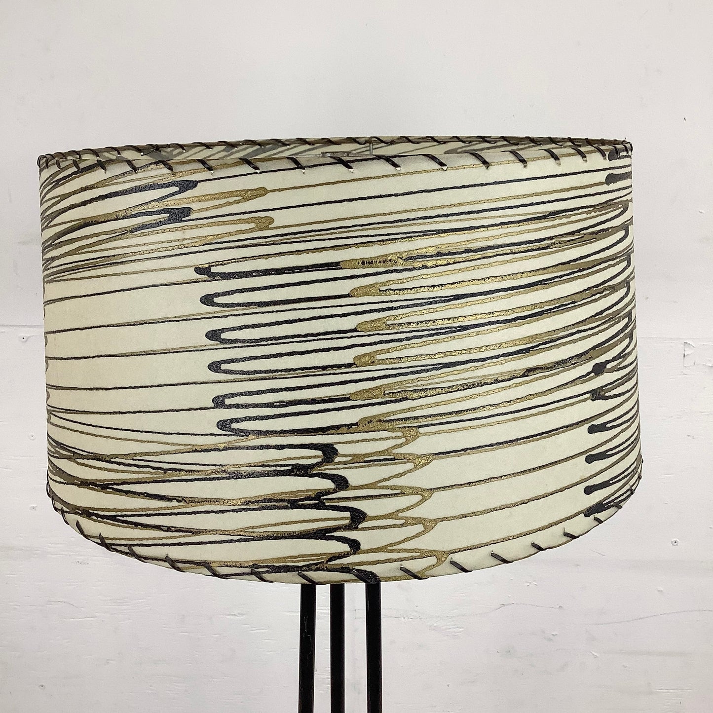 Mid-Century Chrome Floor Lamp With Zebra Style Shade