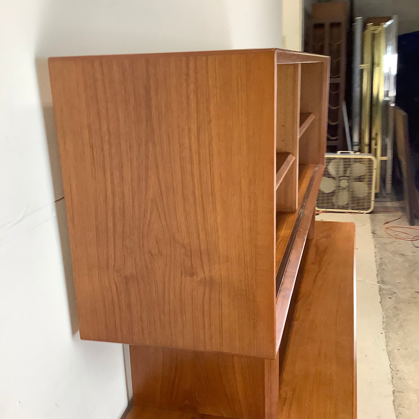 Scandinavian Modern Teak Sideboard With Display Topper