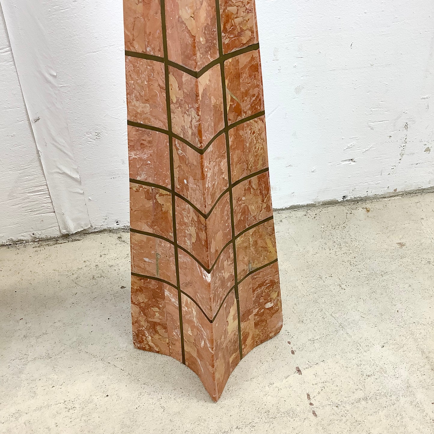 Casa Bique Blush Marble and Brass Obelisks Attr. Robert Marcius- Pair
