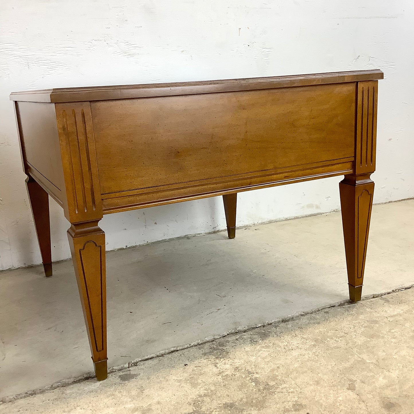 Pair Vintage End Tables With Decorative Drawer Fronts