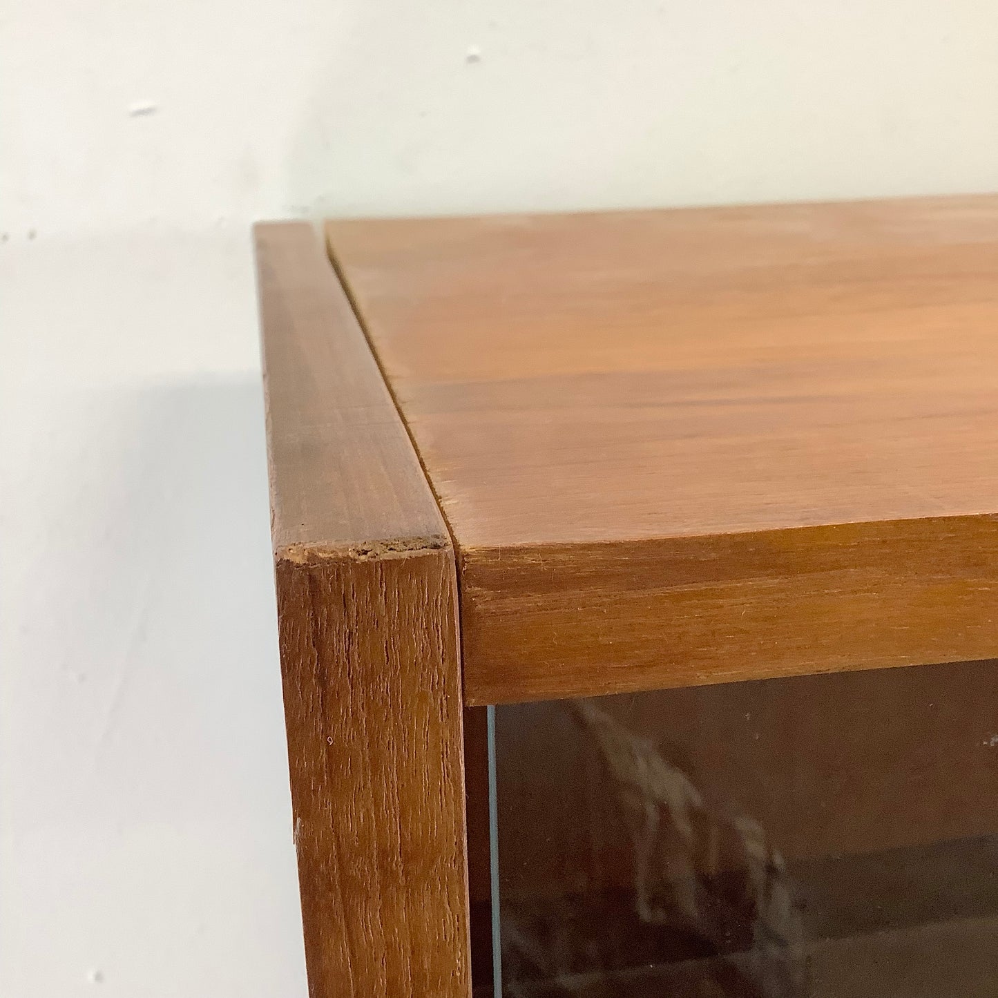 Vintage Modern Teak Bookcase With Cabinet and Sliding Glass Doors