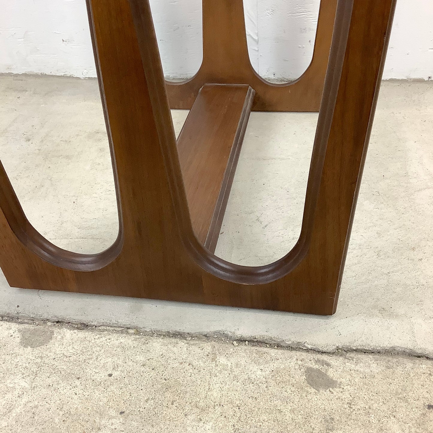 Vintage Modern Walnut Side Table With Glass Top