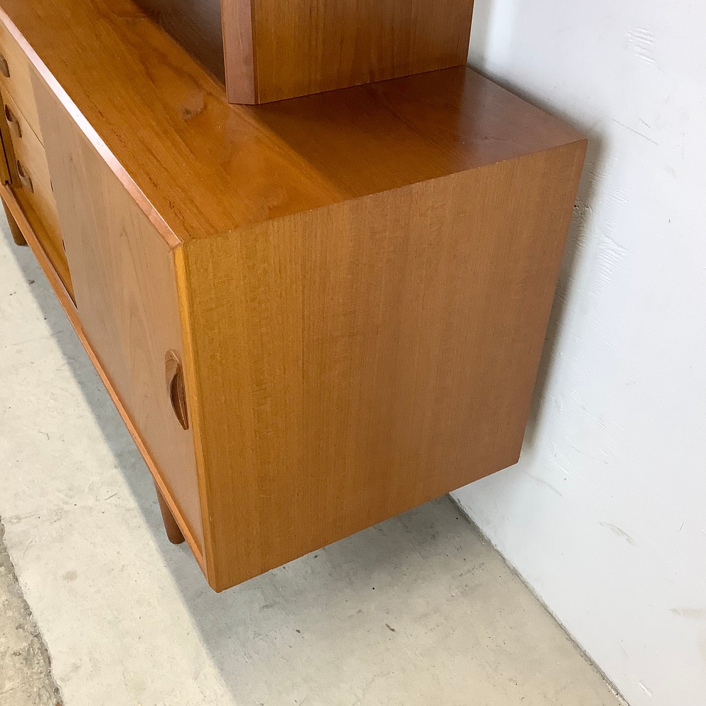 Scandinavian Modern Teak Sideboard With Display Topper