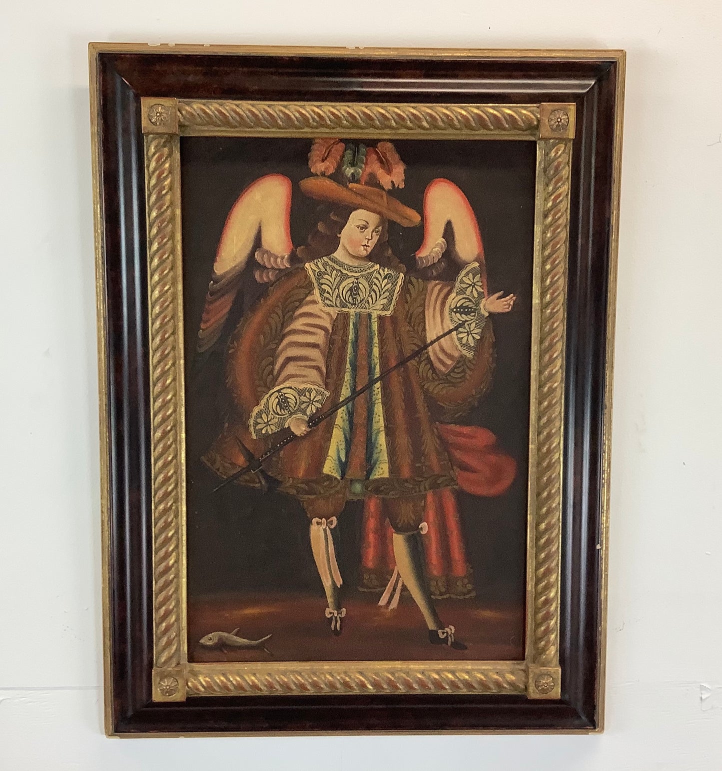 Painting of Archangel Rafael in Vintage Frame