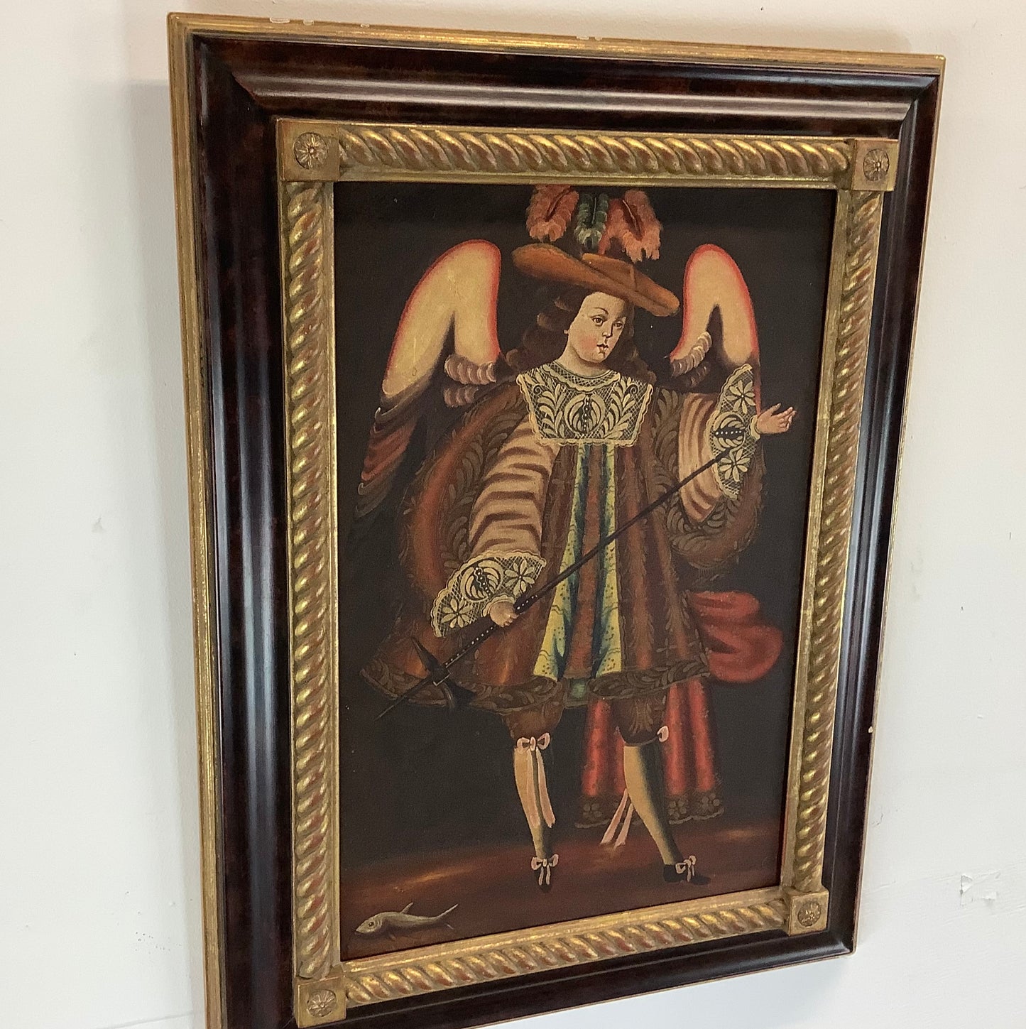 Painting of Archangel Rafael in Vintage Frame