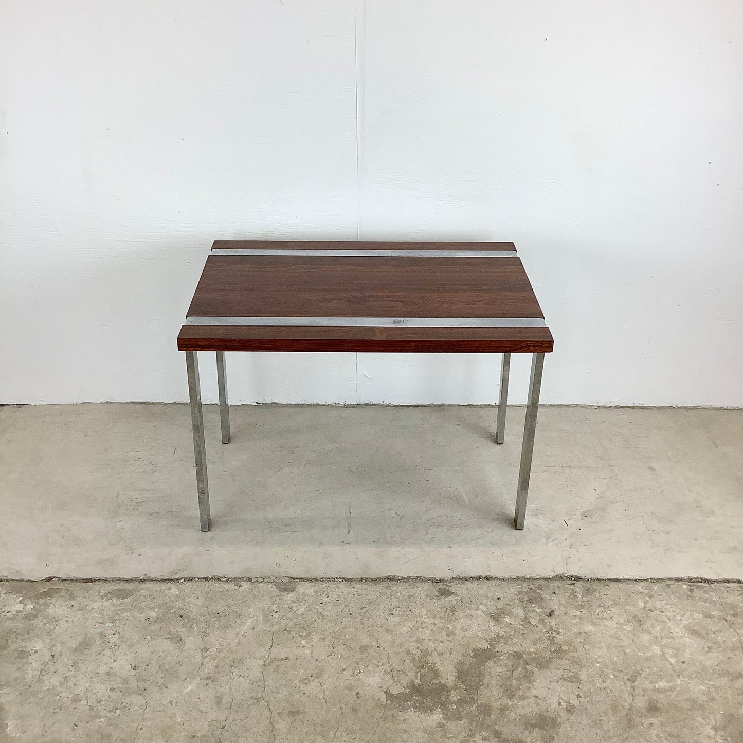 Mid-Century Rosewood & Chrome End Table