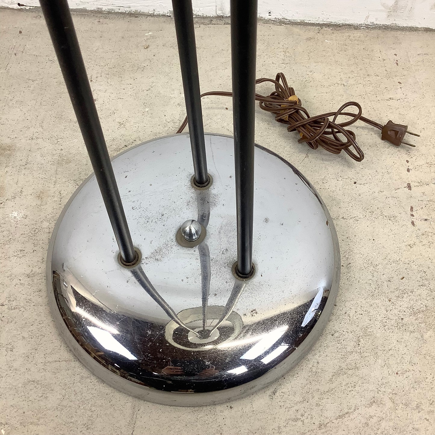 Mid-Century Chrome Floor Lamp With Zebra Style Shade