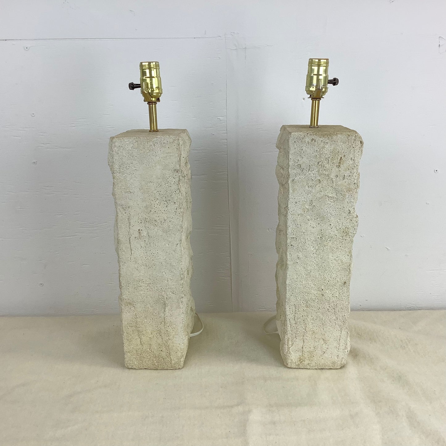 Pair Vintage Modern Concrete Table Lamps