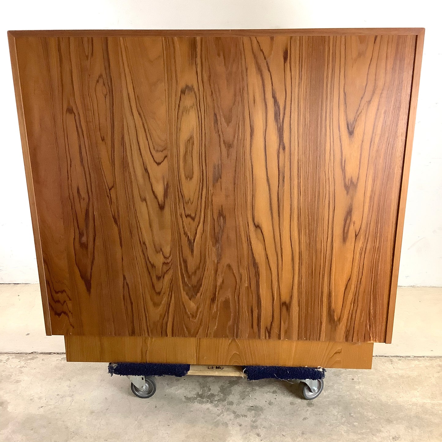 Scandinavian Modern Teak Armoire with Tambour Style Doors