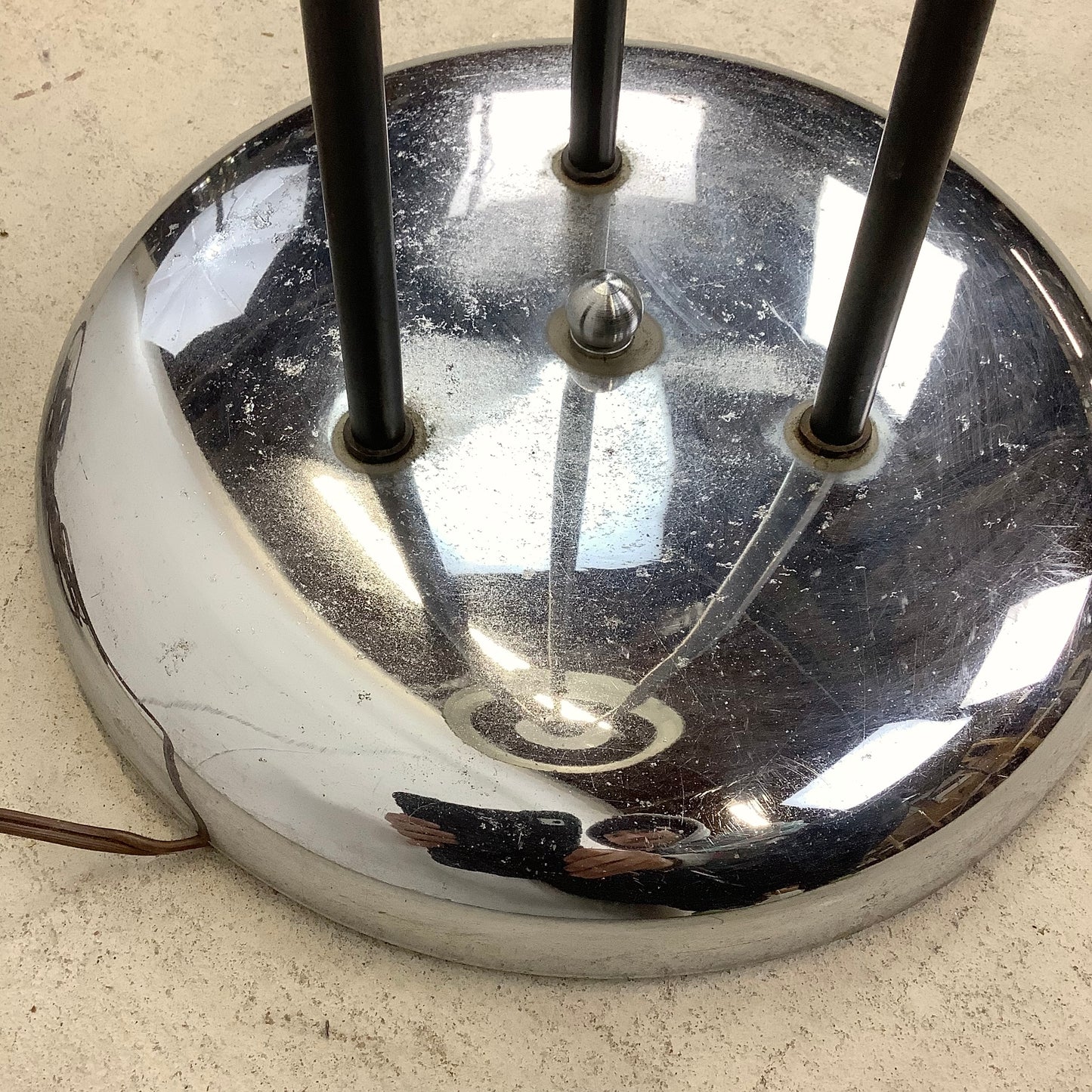 Mid-Century Chrome Floor Lamp With Zebra Style Shade