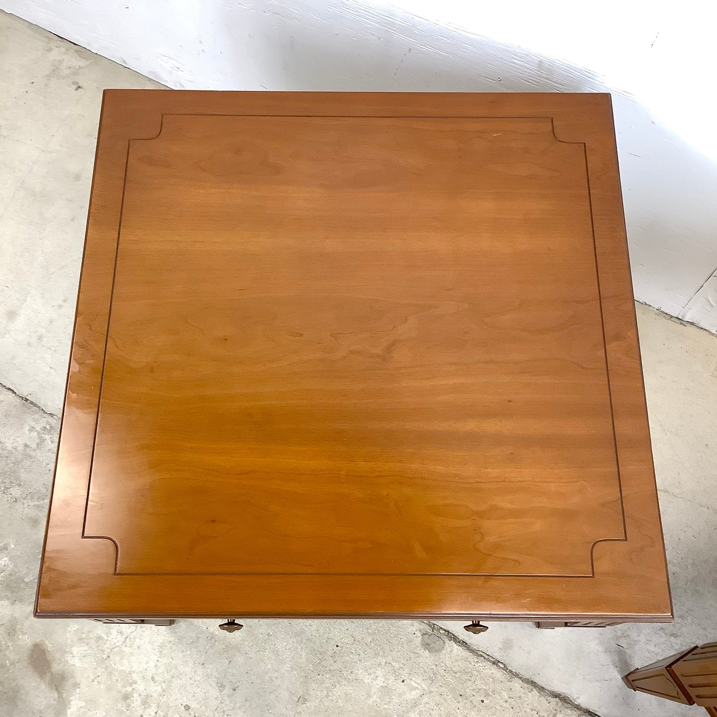 Pair Vintage End Tables With Decorative Drawer Fronts