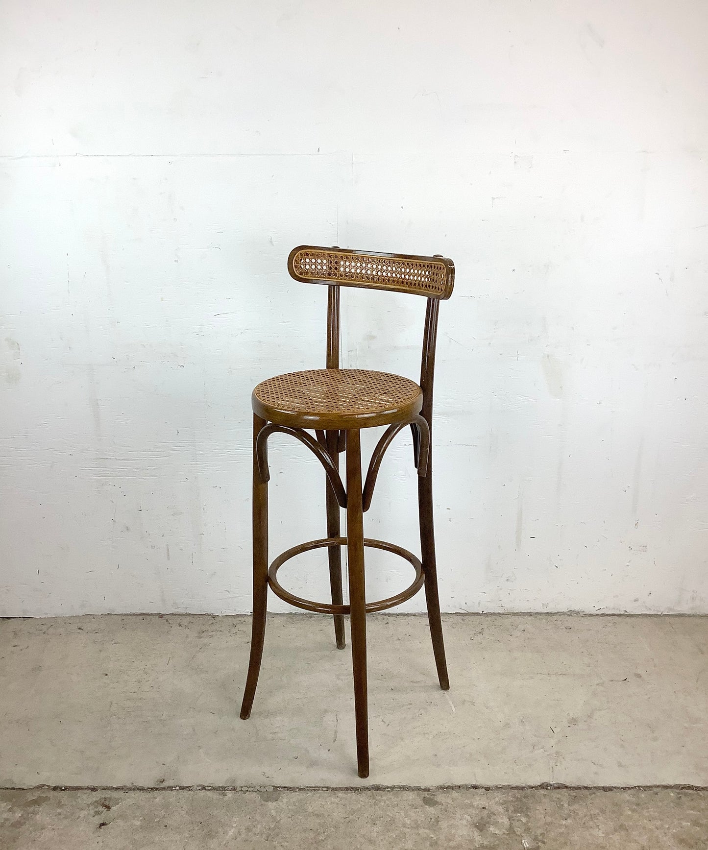 Vintage Cane Seat Thonet Style Barstool