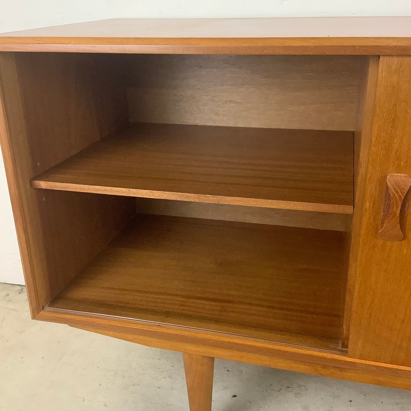 Scandinavian Modern Teak Sideboard With Display Topper