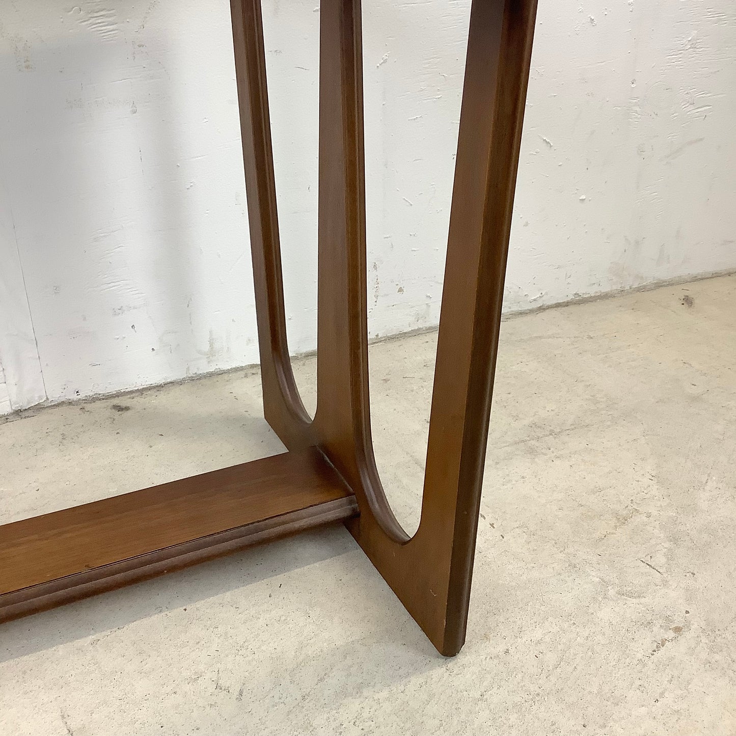 Vintage Modern Walnut Side Table With Glass Top