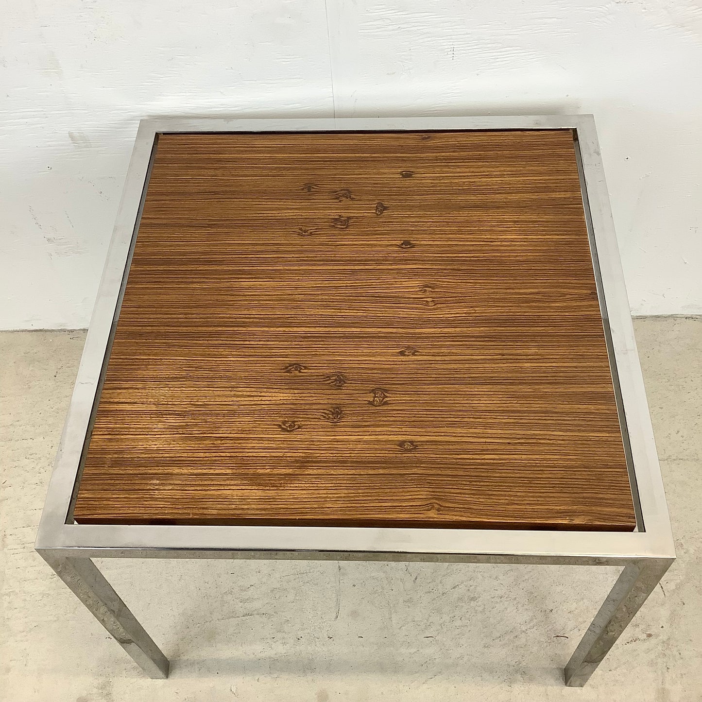 Vintage Modern Rosewood End Table with Chrome Frame