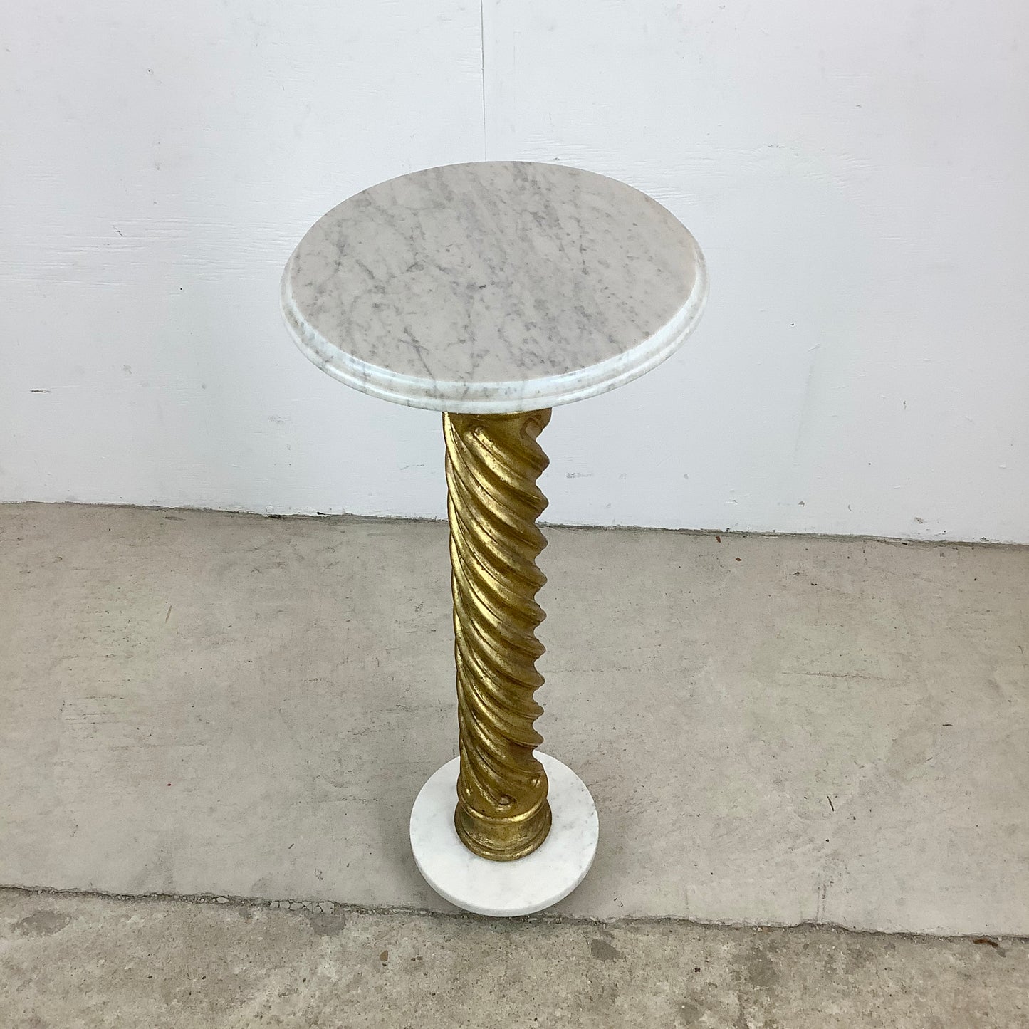Vintage Marble Top Giltwood Display Pedestal