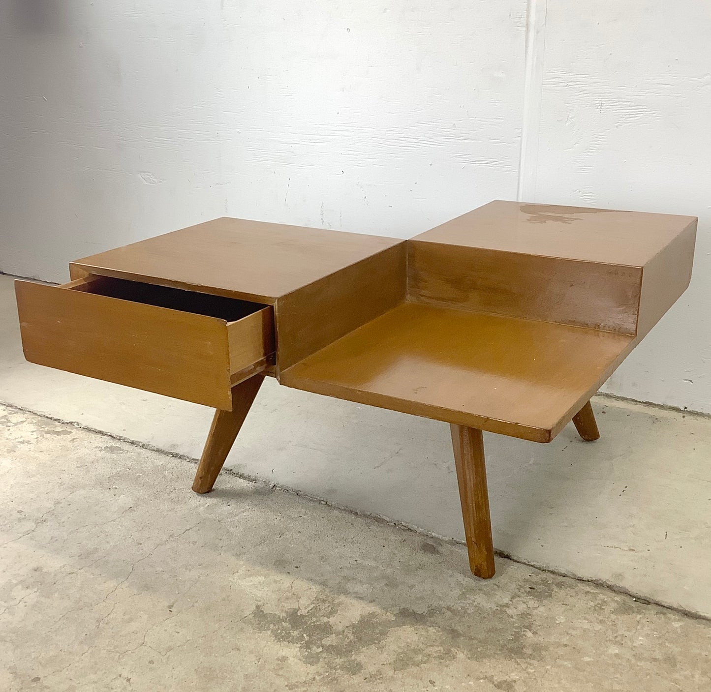 Mid-Century Two-Tier Coffee Table With Drawers
