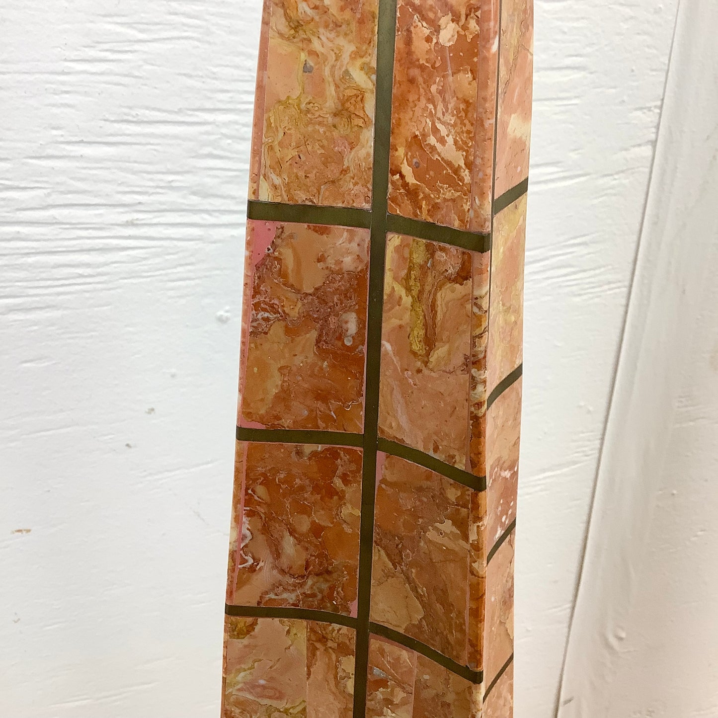 Casa Bique Blush Marble and Brass Obelisks Attr. Robert Marcius- Pair