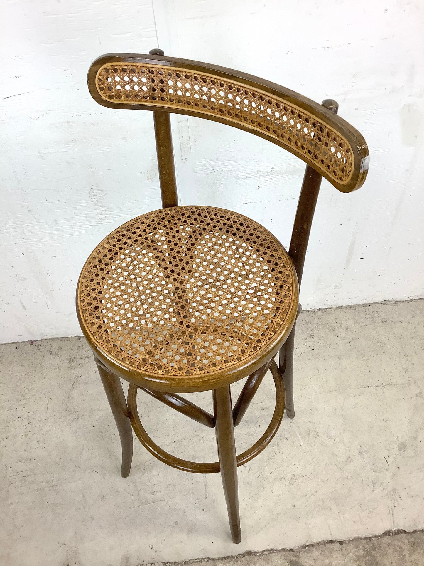 Vintage Cane Seat Thonet Style Barstool