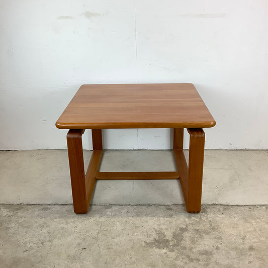 Scandinavian Style Teak Sled Leg End Table-