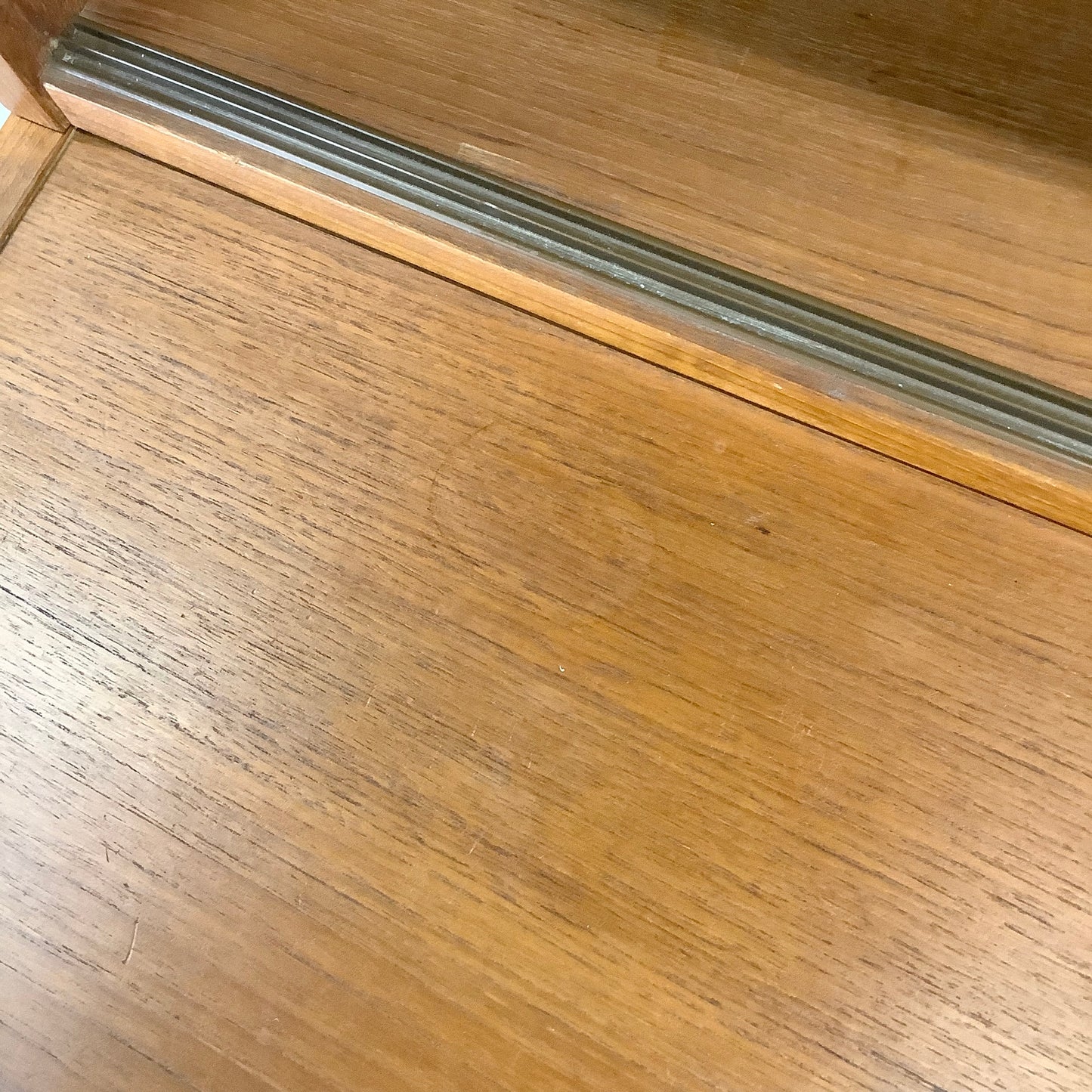 Vintage Modern Teak Bookcase With Cabinet and Sliding Glass Doors