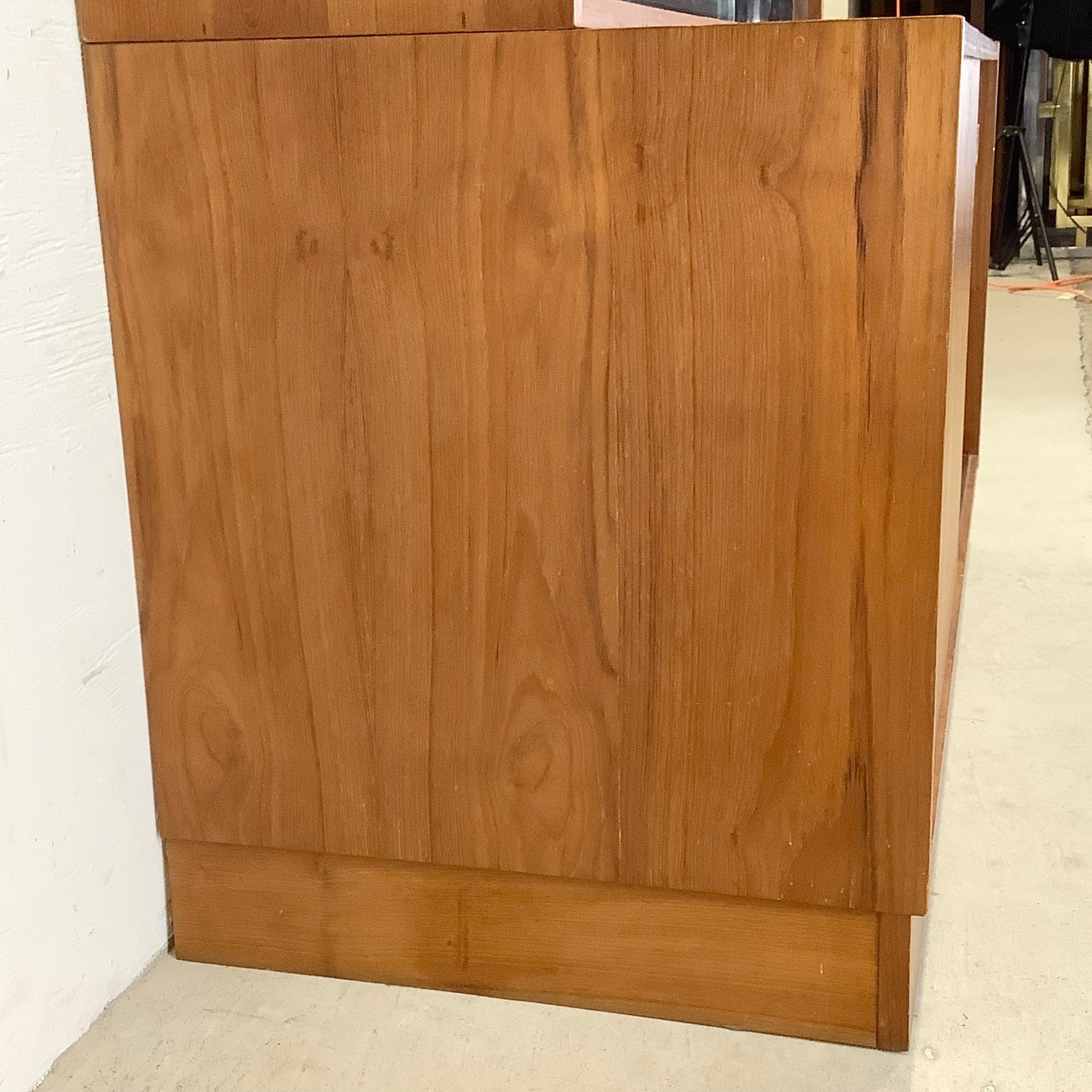 Vintage Modern Teak Bookcase With Cabinet and Sliding Glass Doors