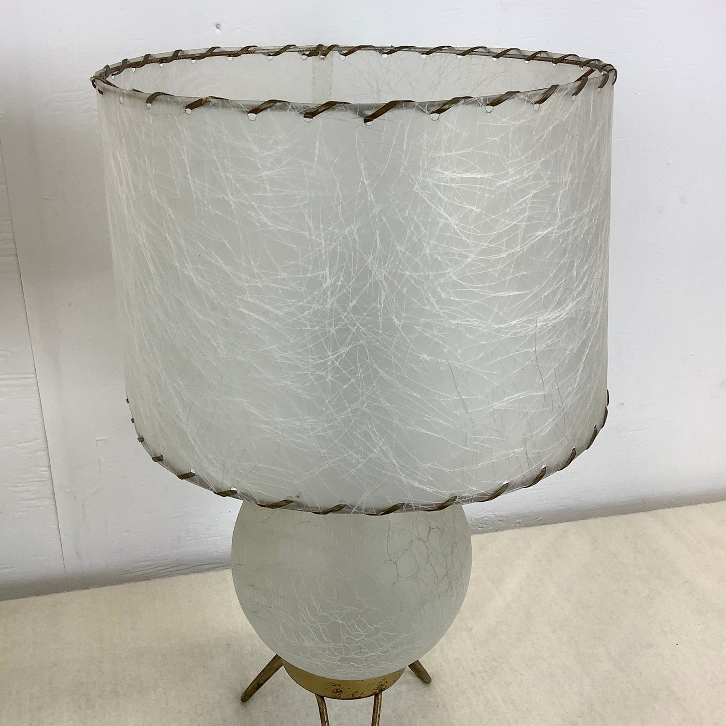 Pair Mid-Century Glass and Brass Table Lamps