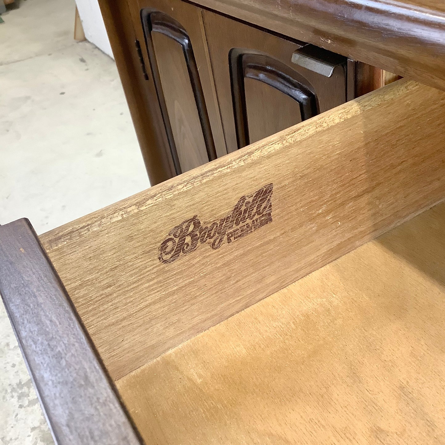 Mid-Century Walnut Sideboard With China Cabinet by Broyhill